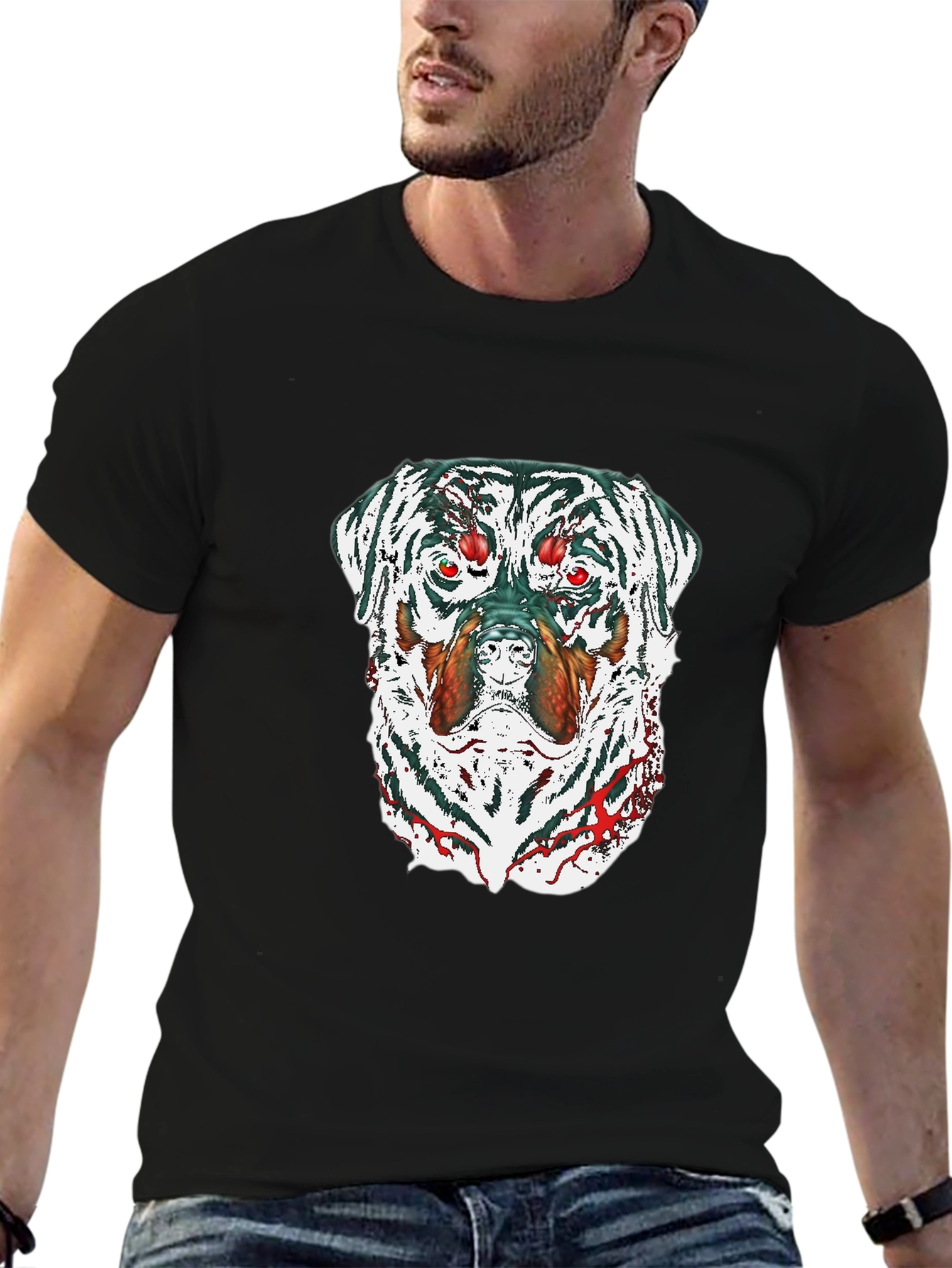 Zombie Rottweiler Graphic Tee - Black