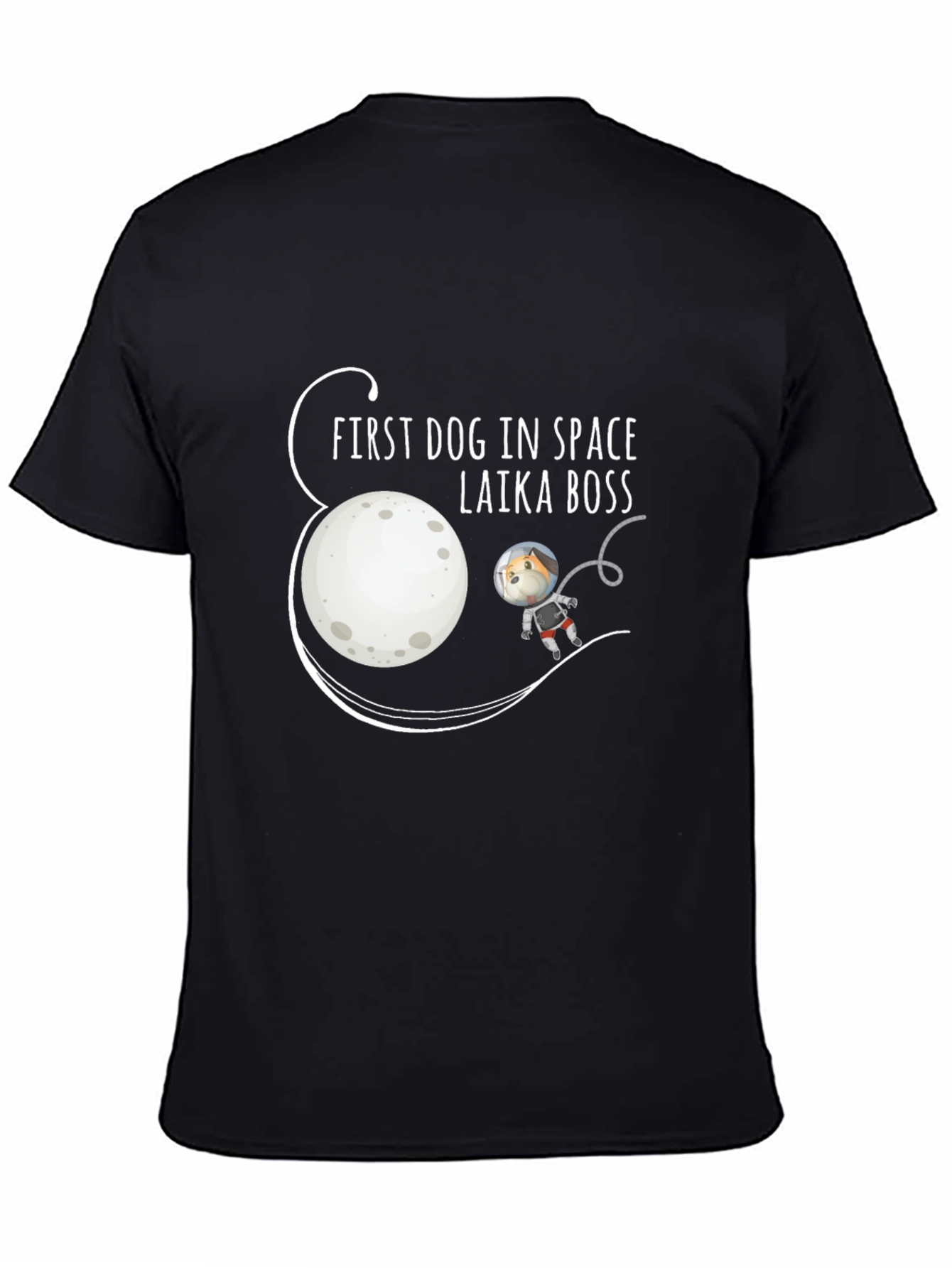 Laika Boss Dog in Space T-Shirt - Black
