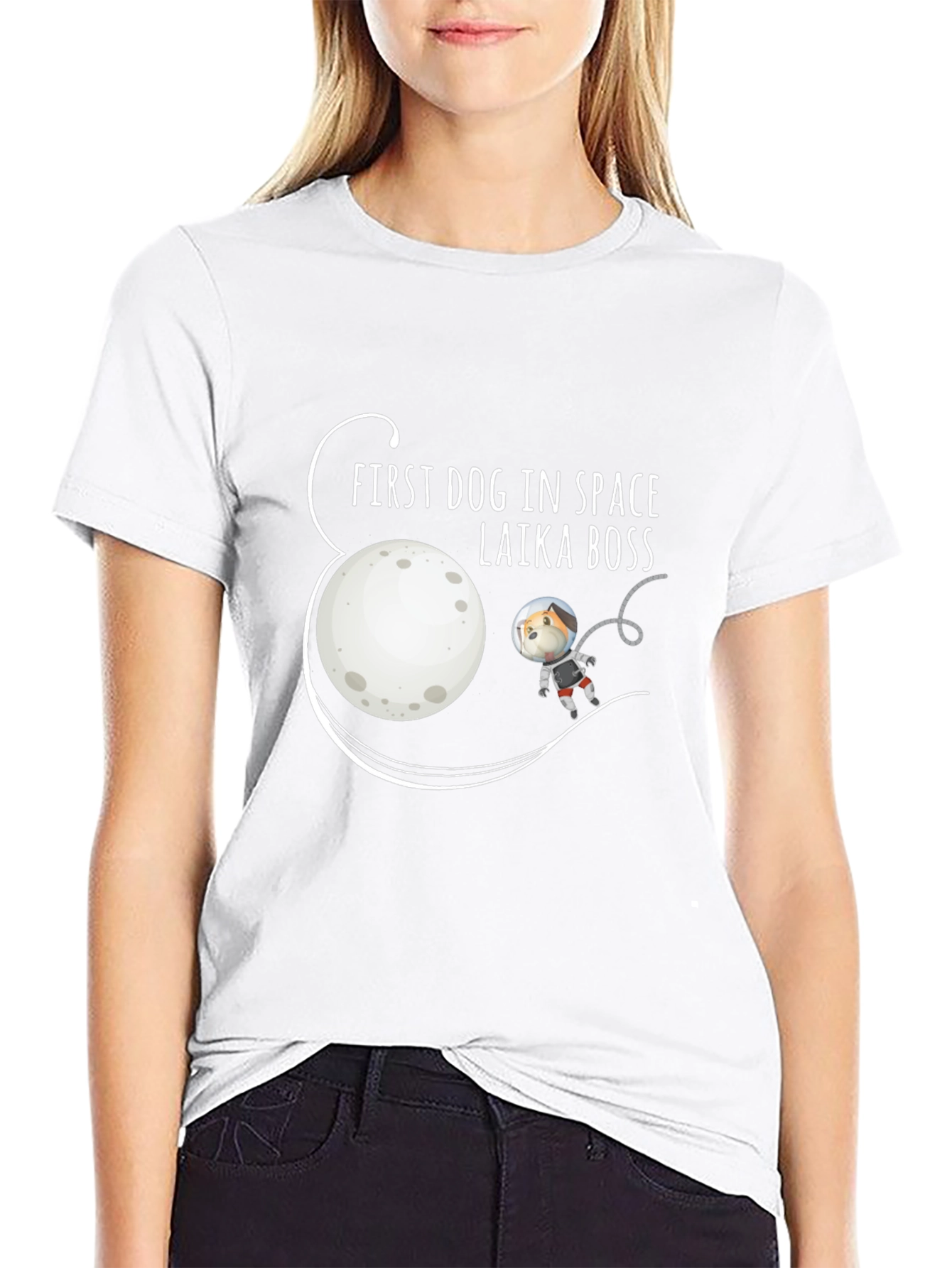 Laika Boss Dog in Space T-Shirt - Black