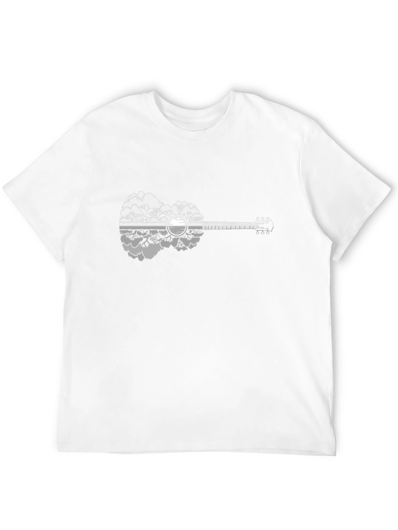 Nature Guitar Graphic Tee - Black Cotton Shirt