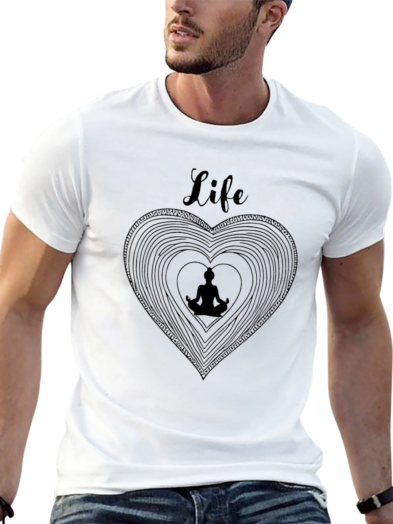 Life Meditation Heart T-Shirt - Black