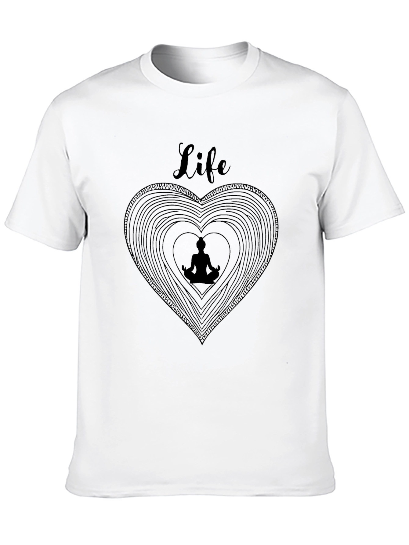Life Meditation Heart T-Shirt - Black
