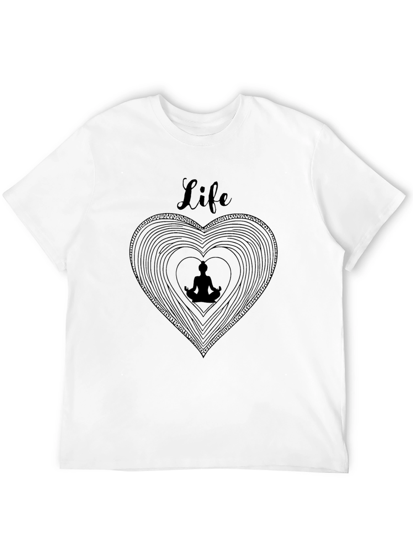Life Meditation Heart T-Shirt - Black