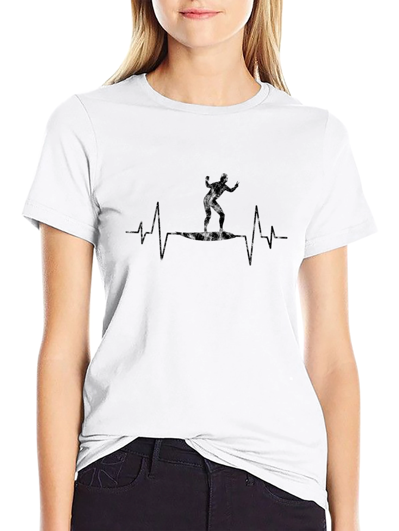 Surfer Lifeline Graphic Tee - Black Cotton T-Shirt
