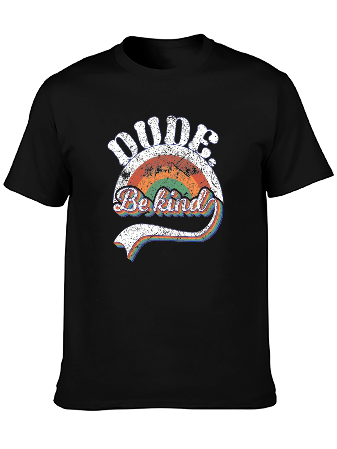 Dude Be Kind Retro Rainbow Graphic Tee