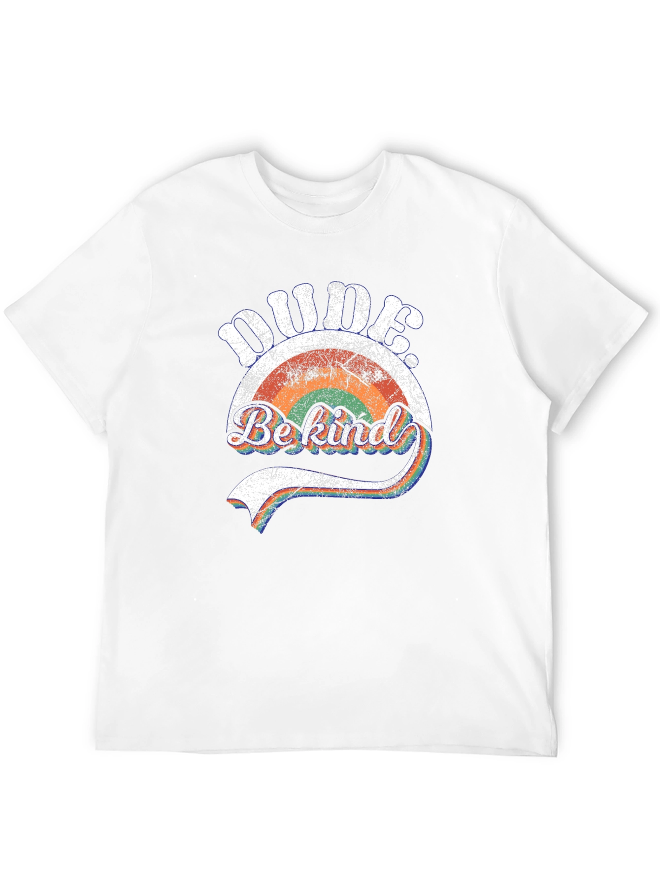 Dude Be Kind Retro Rainbow Graphic Tee
