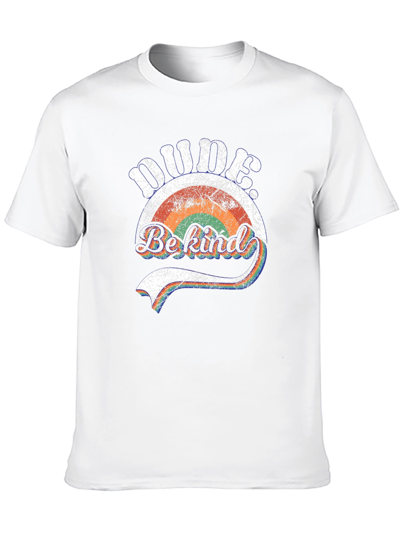 Dude Be Kind Retro Rainbow Graphic Tee