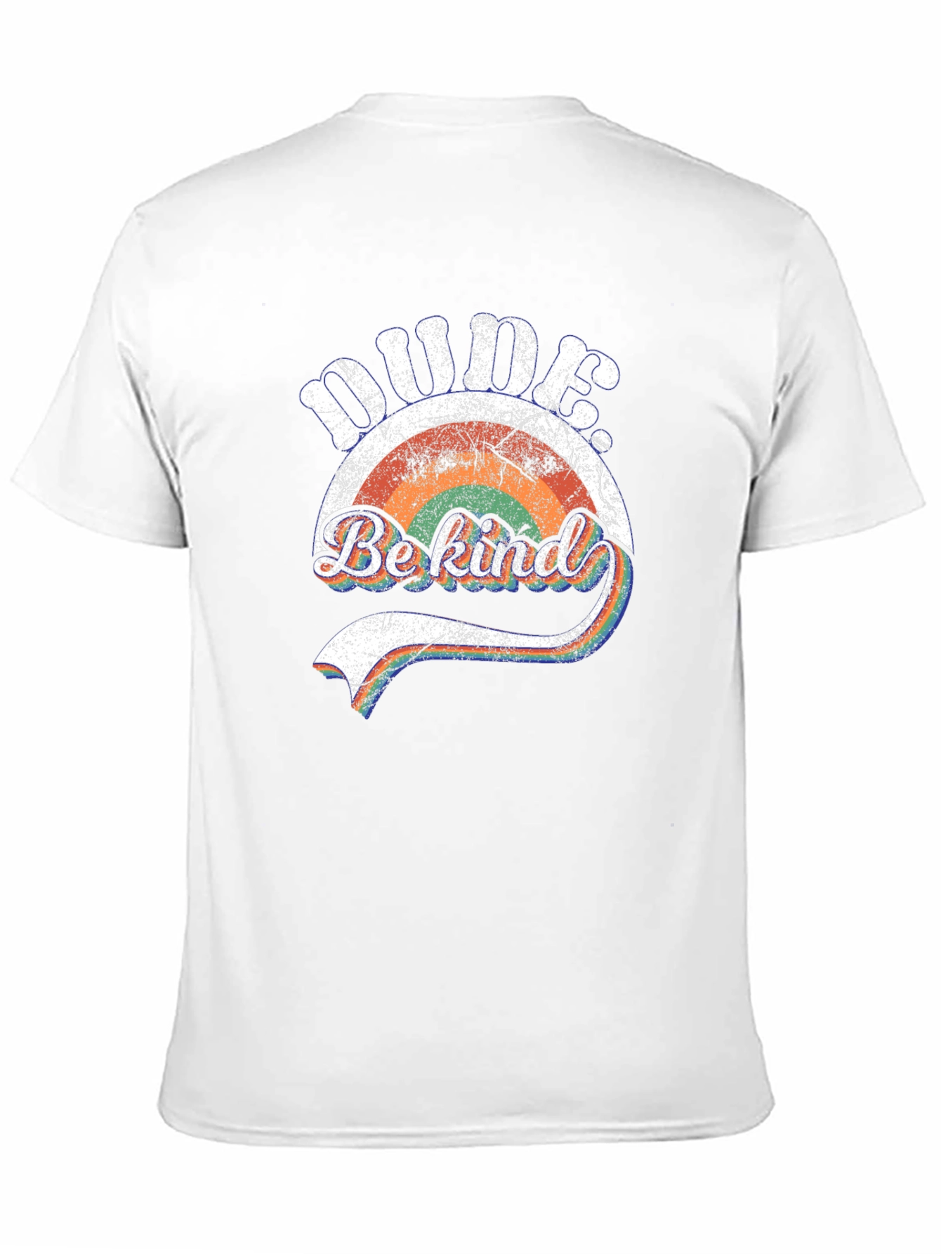 Dude Be Kind Retro Rainbow Graphic Tee