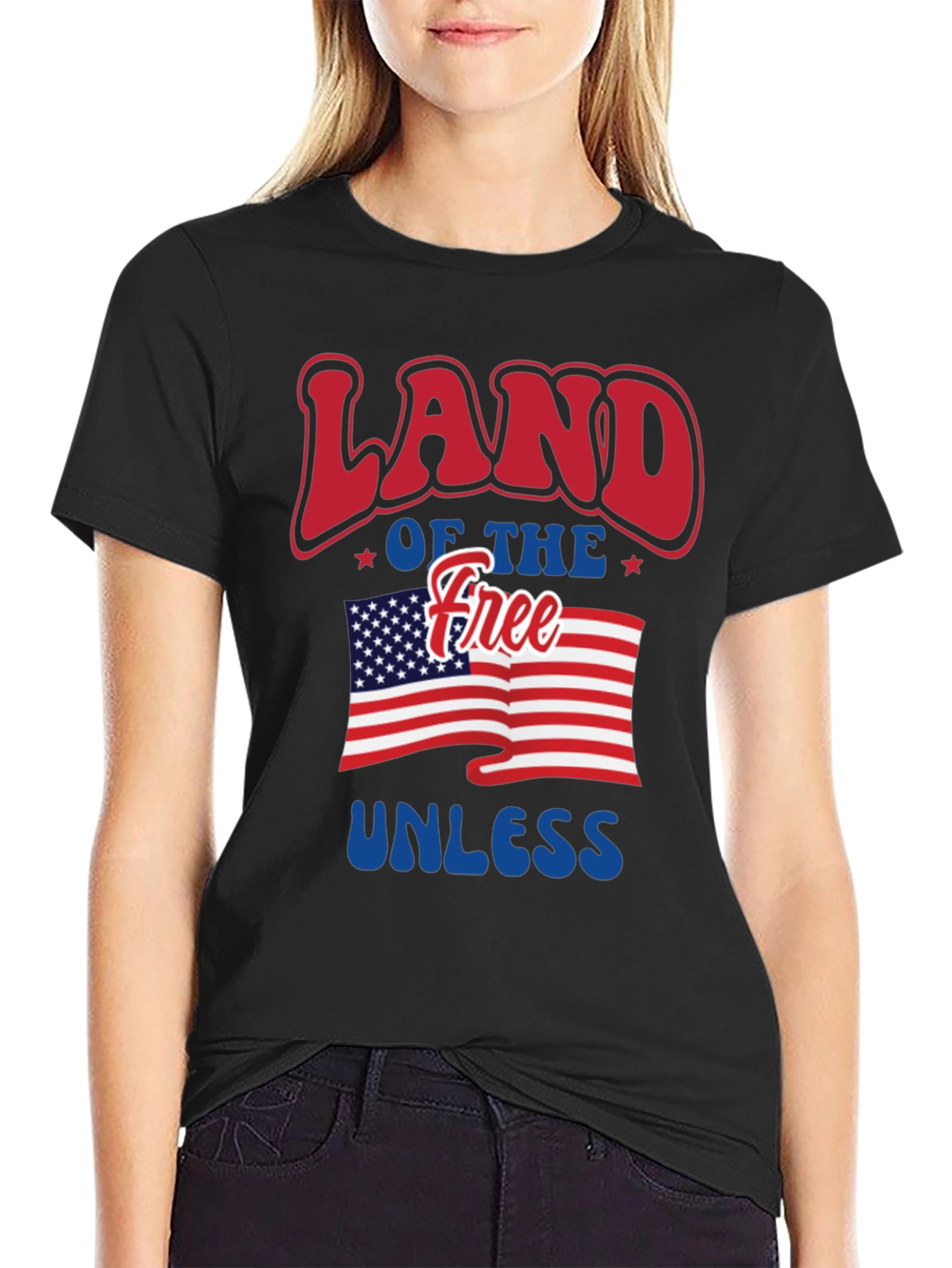 Patriotic Land of the Free Graphic T-Shirt