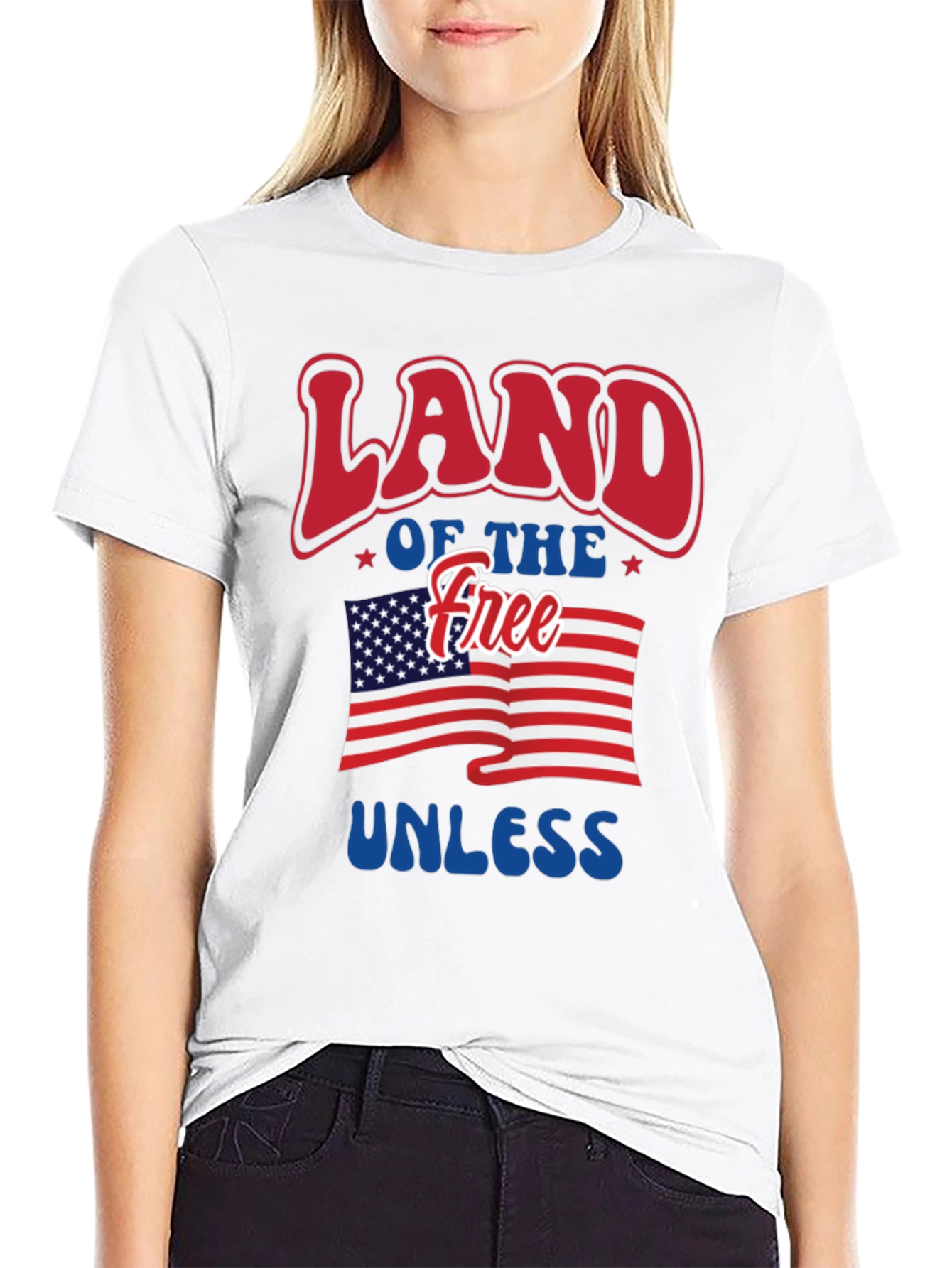 Patriotic Land of the Free Graphic T-Shirt