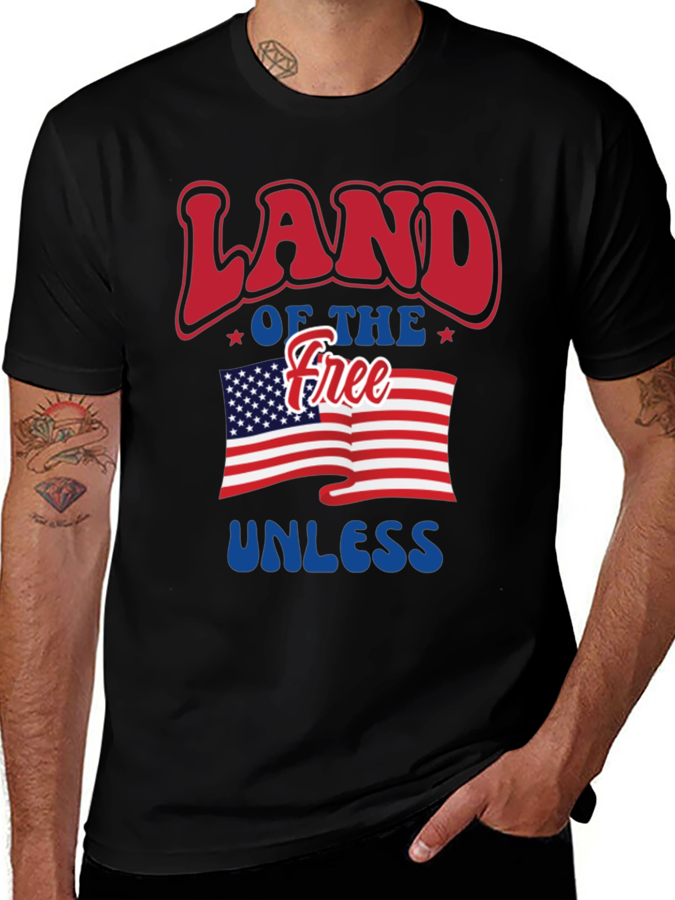Patriotic Land of the Free Graphic T-Shirt