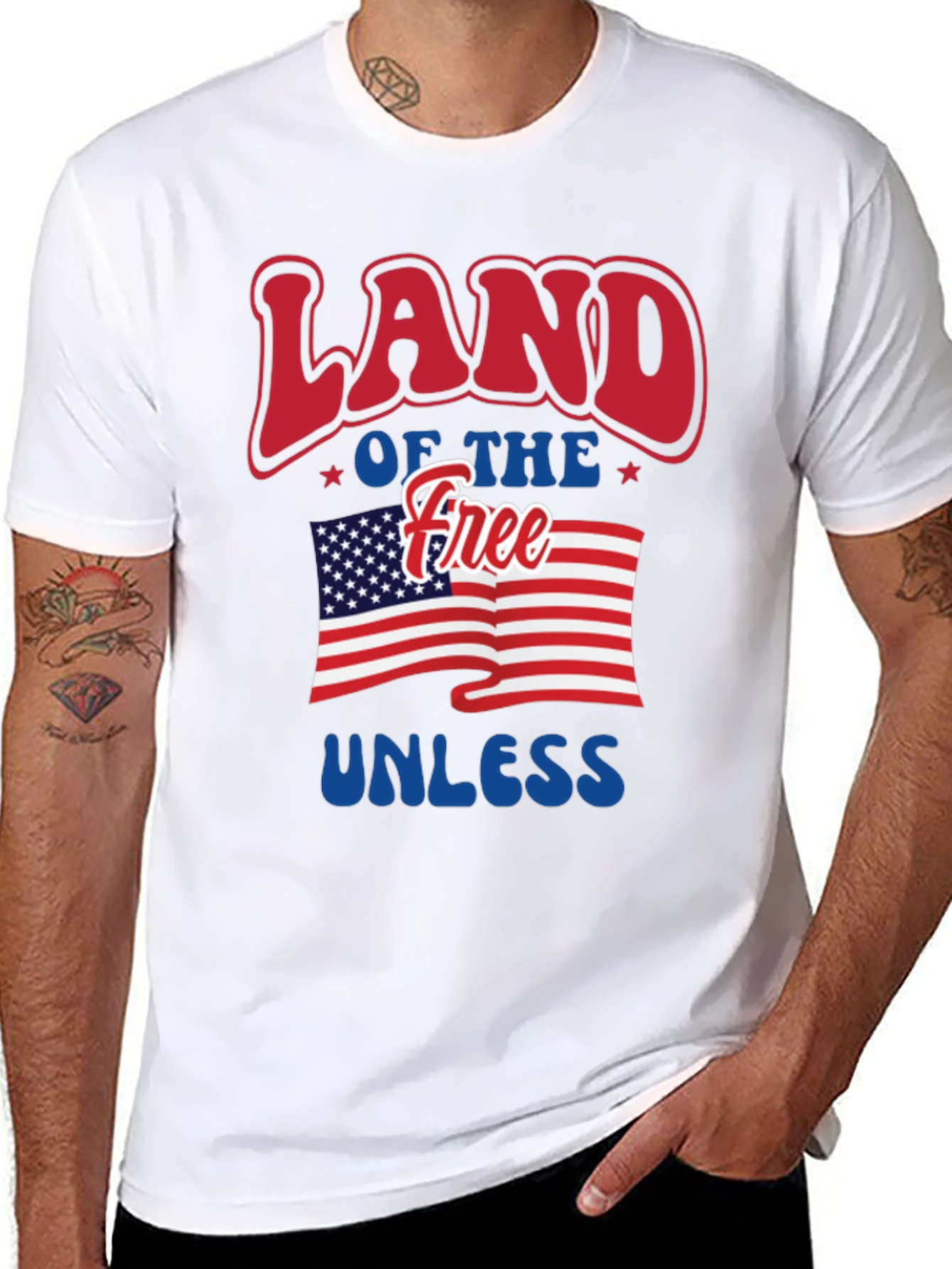 Patriotic Land of the Free Graphic T-Shirt