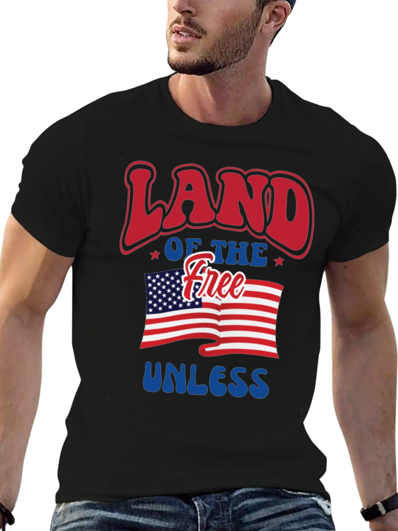 Patriotic Land of the Free Graphic T-Shirt