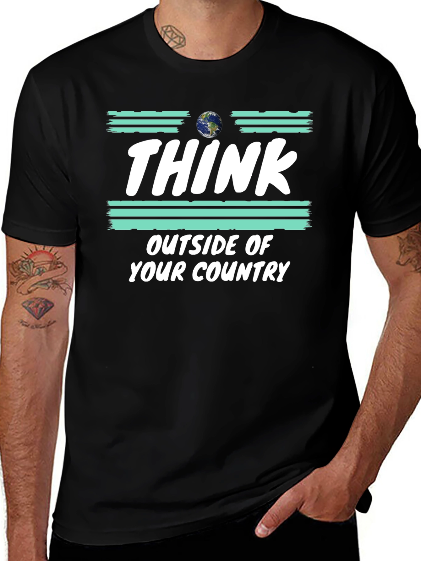 Think Outside Your Country T-Shirt Earth Graphic Tee