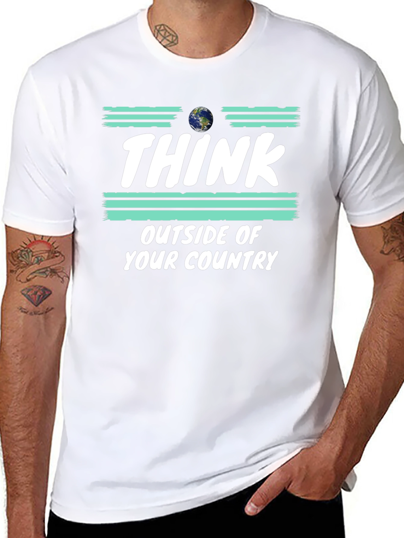 Think Outside Your Country T-Shirt Earth Graphic Tee