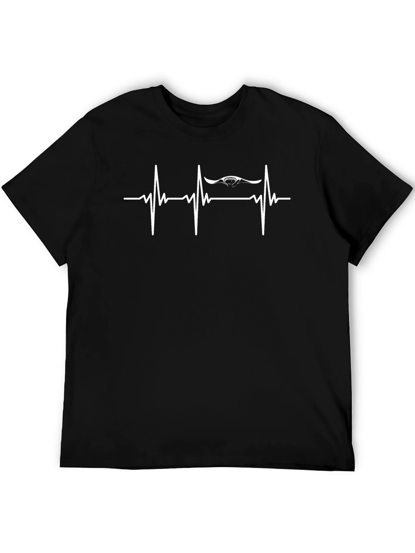 Manta Ray Heartbeat Graphic Tee - Black