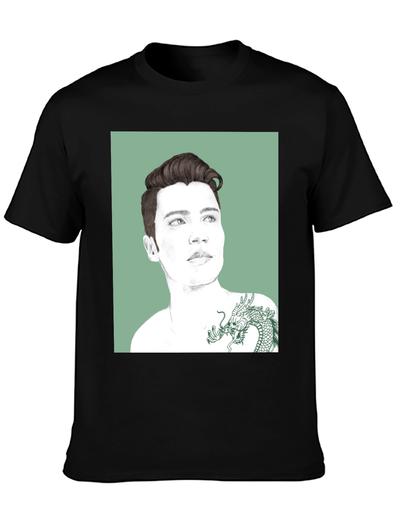 Graphic Tee - Man Portrait with Dragon Tattoo