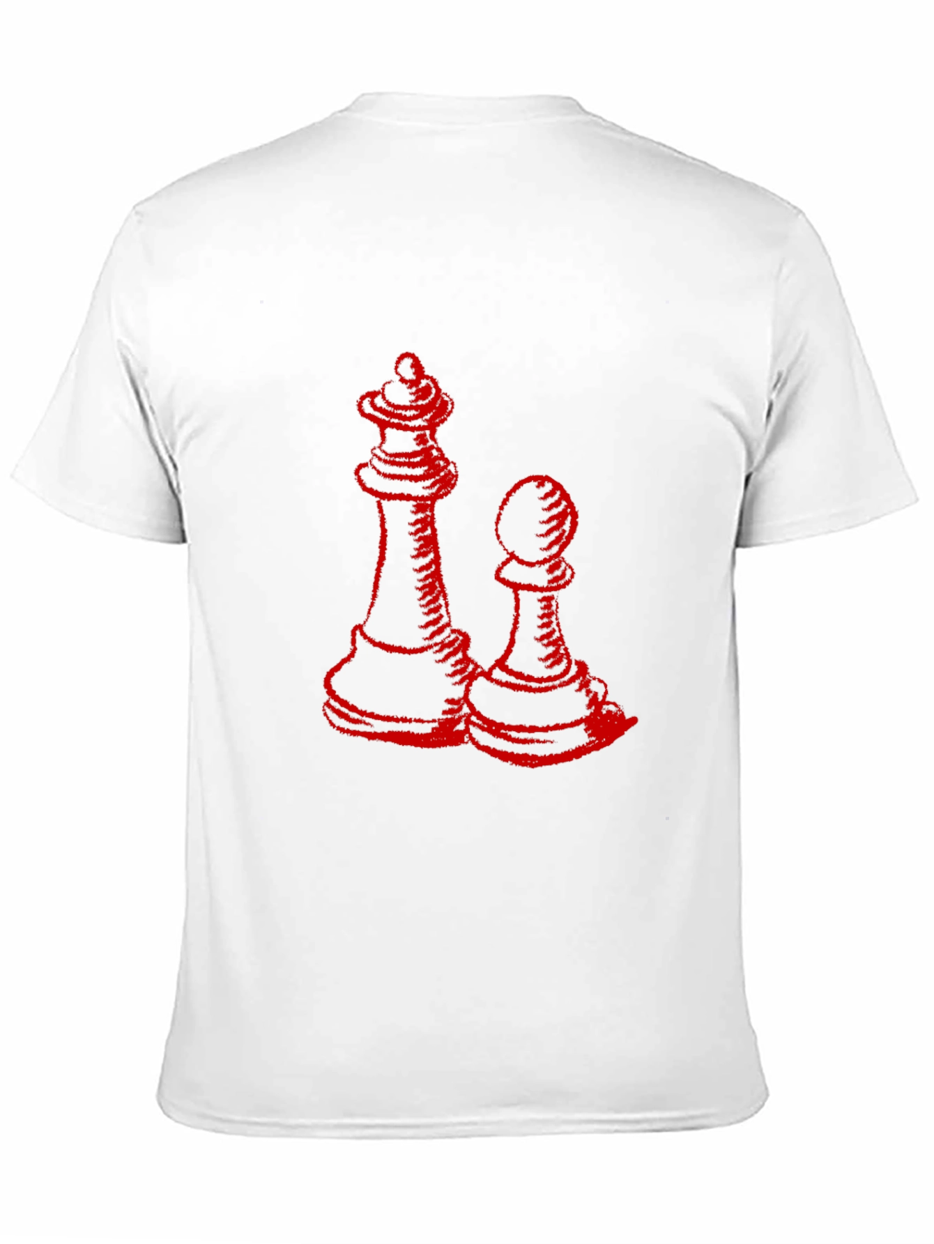 Red Chess Queen & Pawn Graphic Black T-Shirt