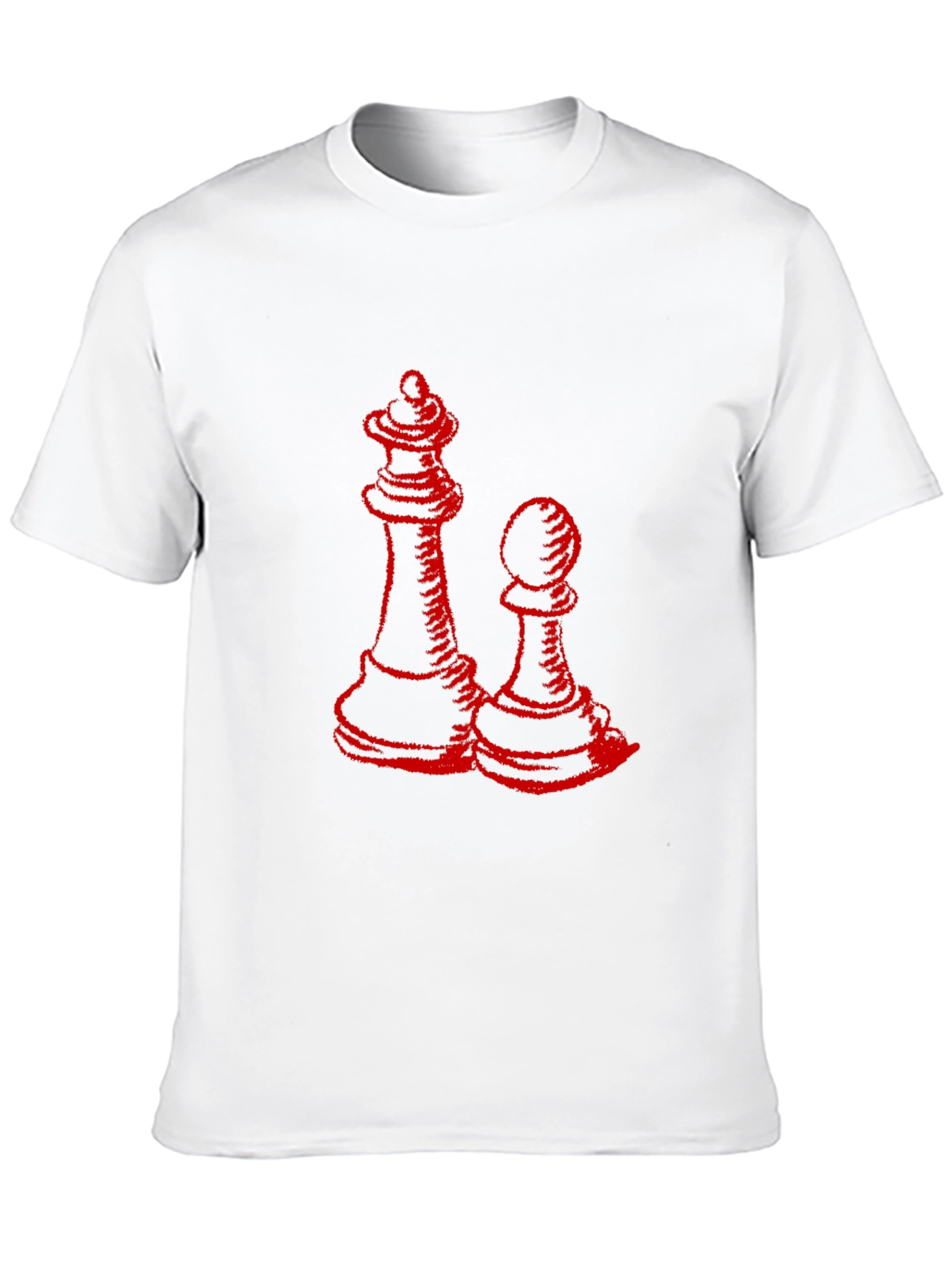Red Chess Queen & Pawn Graphic Black T-Shirt