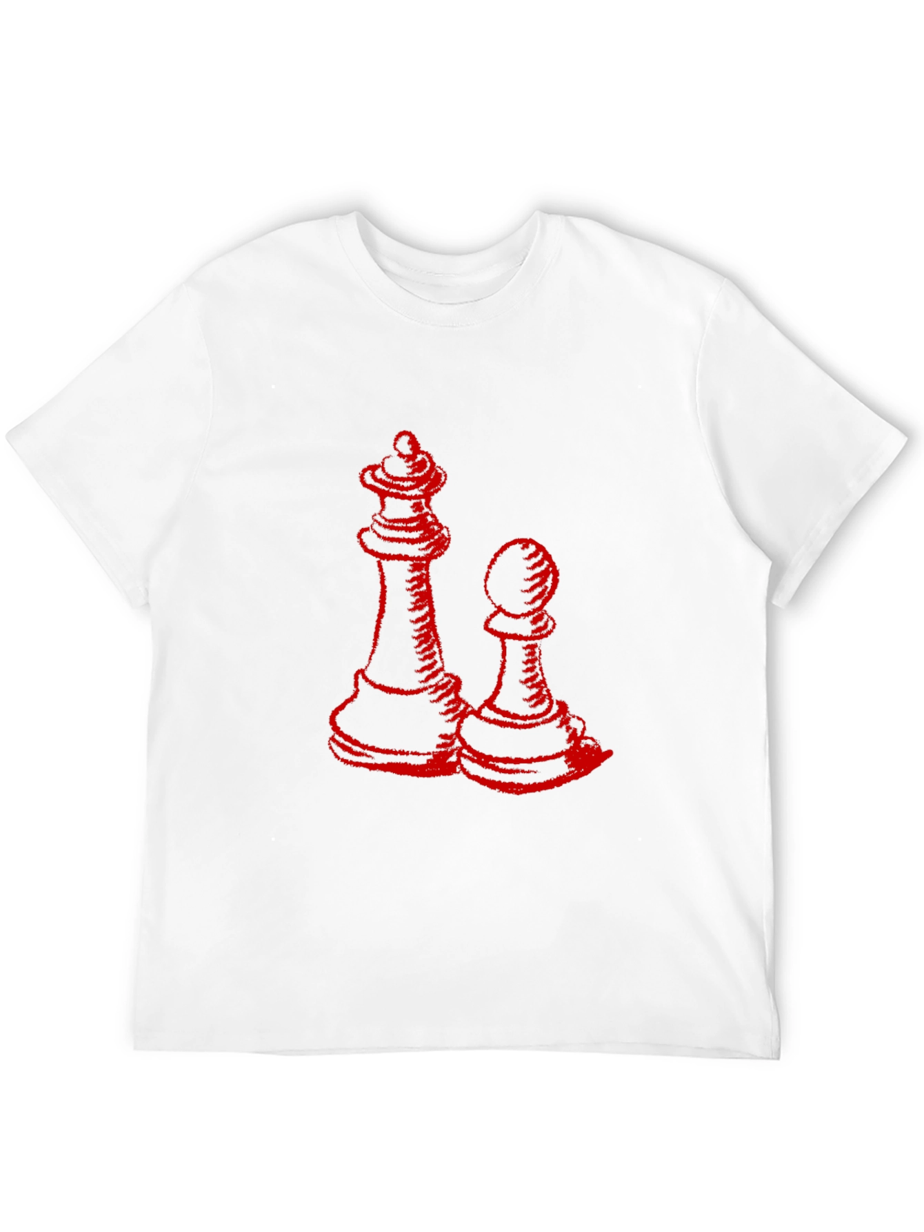 Red Chess Queen & Pawn Graphic Black T-Shirt