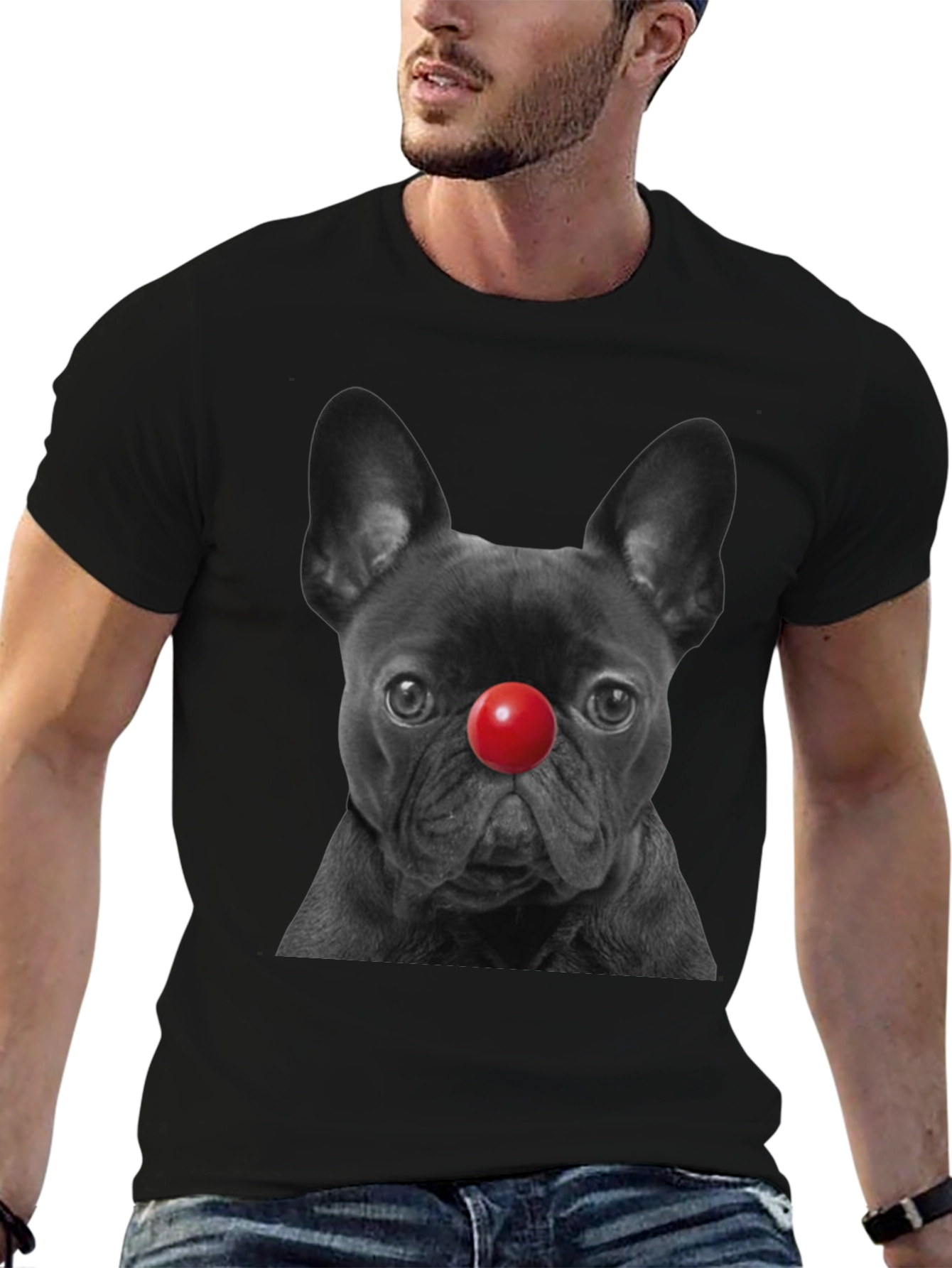Dog with Red Nose Graphic T-Shirt