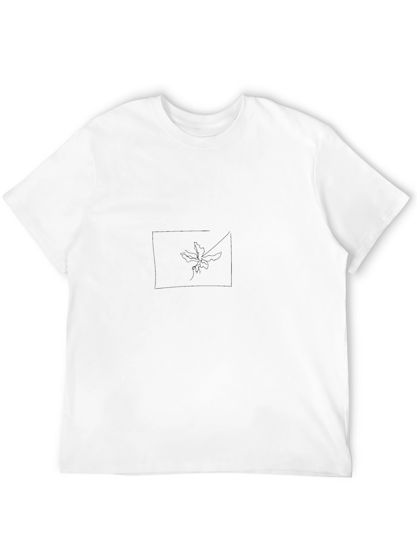 Minimalist Leaf Line Art Black T-Shirt