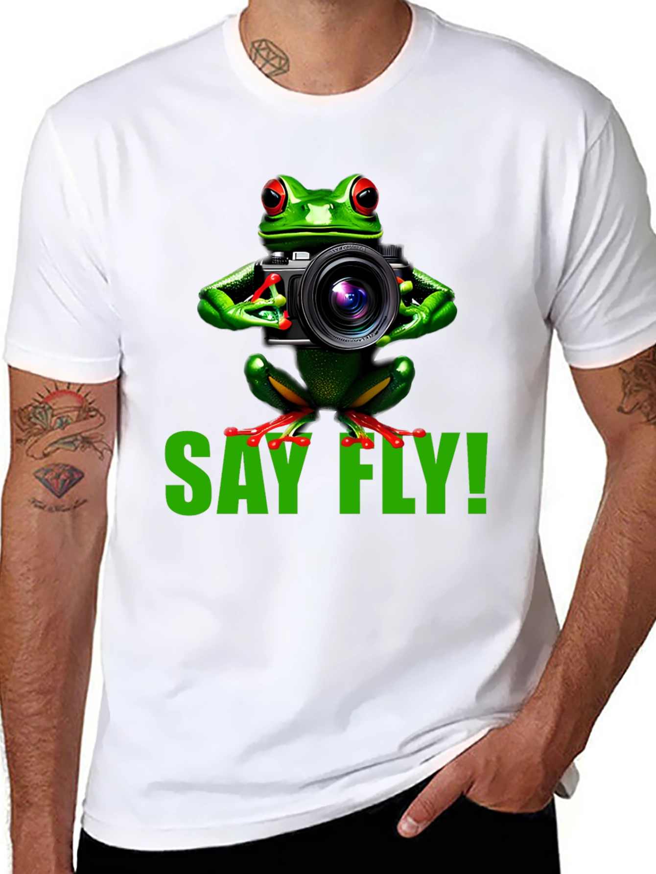 Say Fly! Frog Photographer Graphic T-Shirt