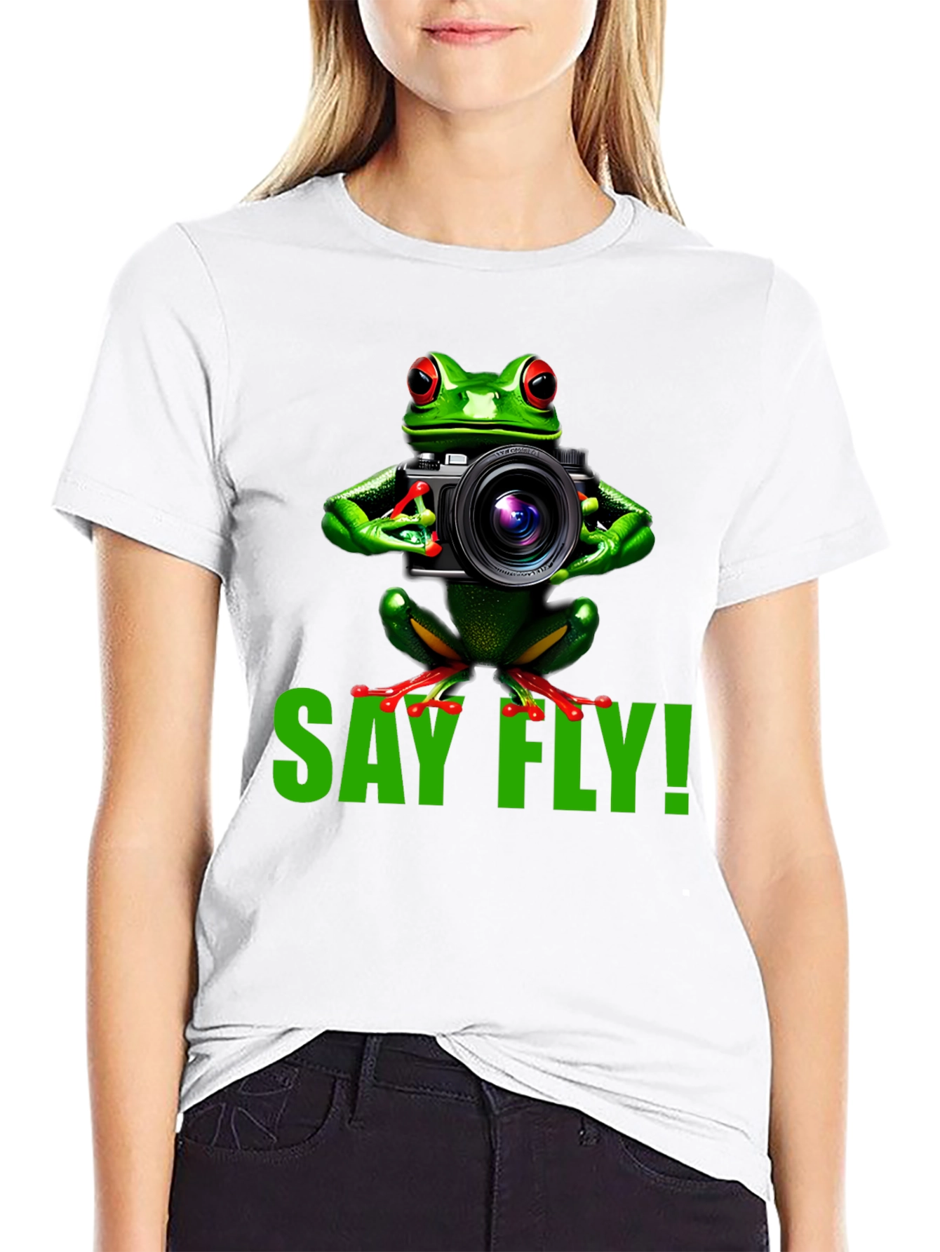 Say Fly! Frog Photographer Graphic T-Shirt