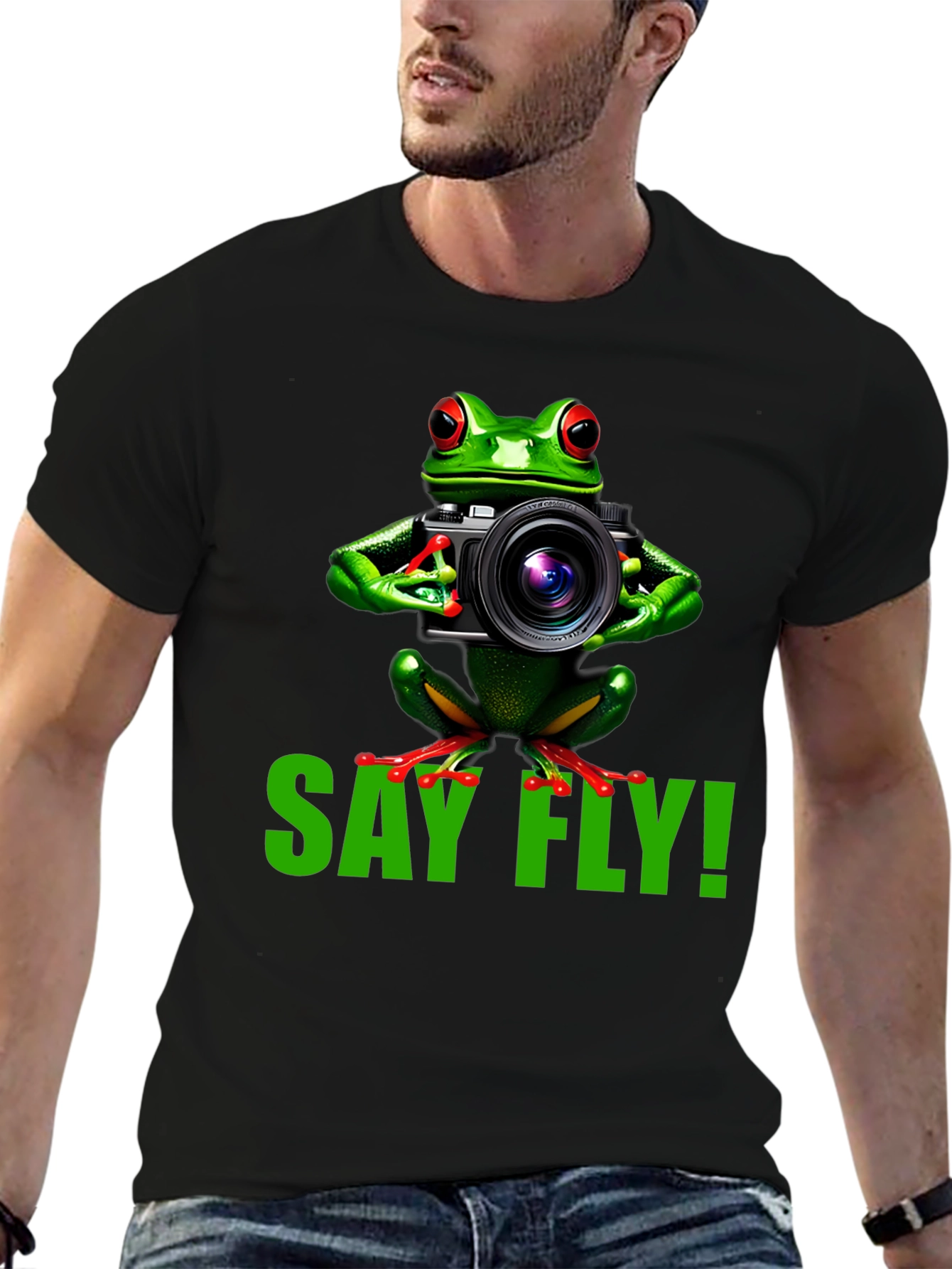 Say Fly! Frog Photographer Graphic T-Shirt