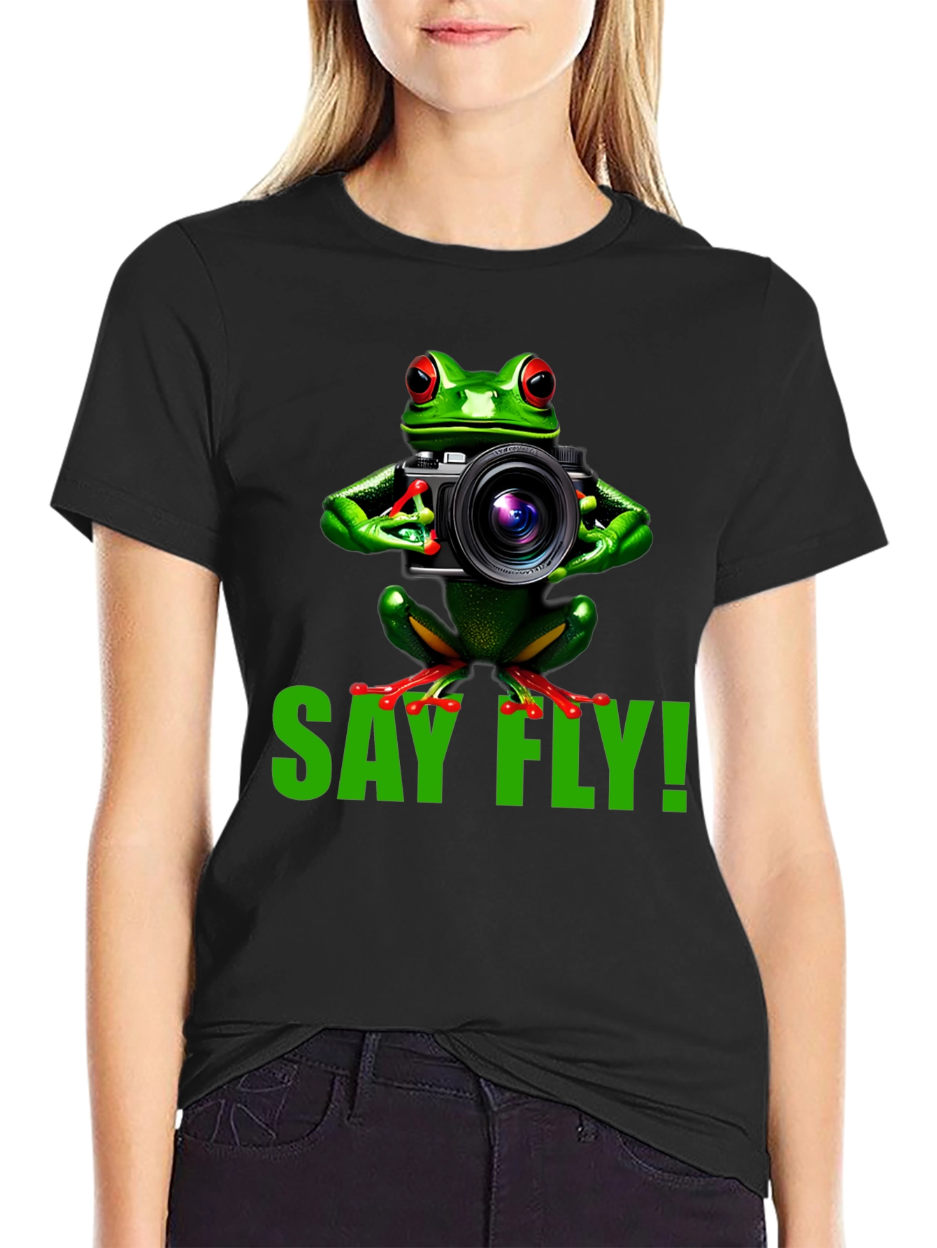 Say Fly! Frog Photographer Graphic T-Shirt