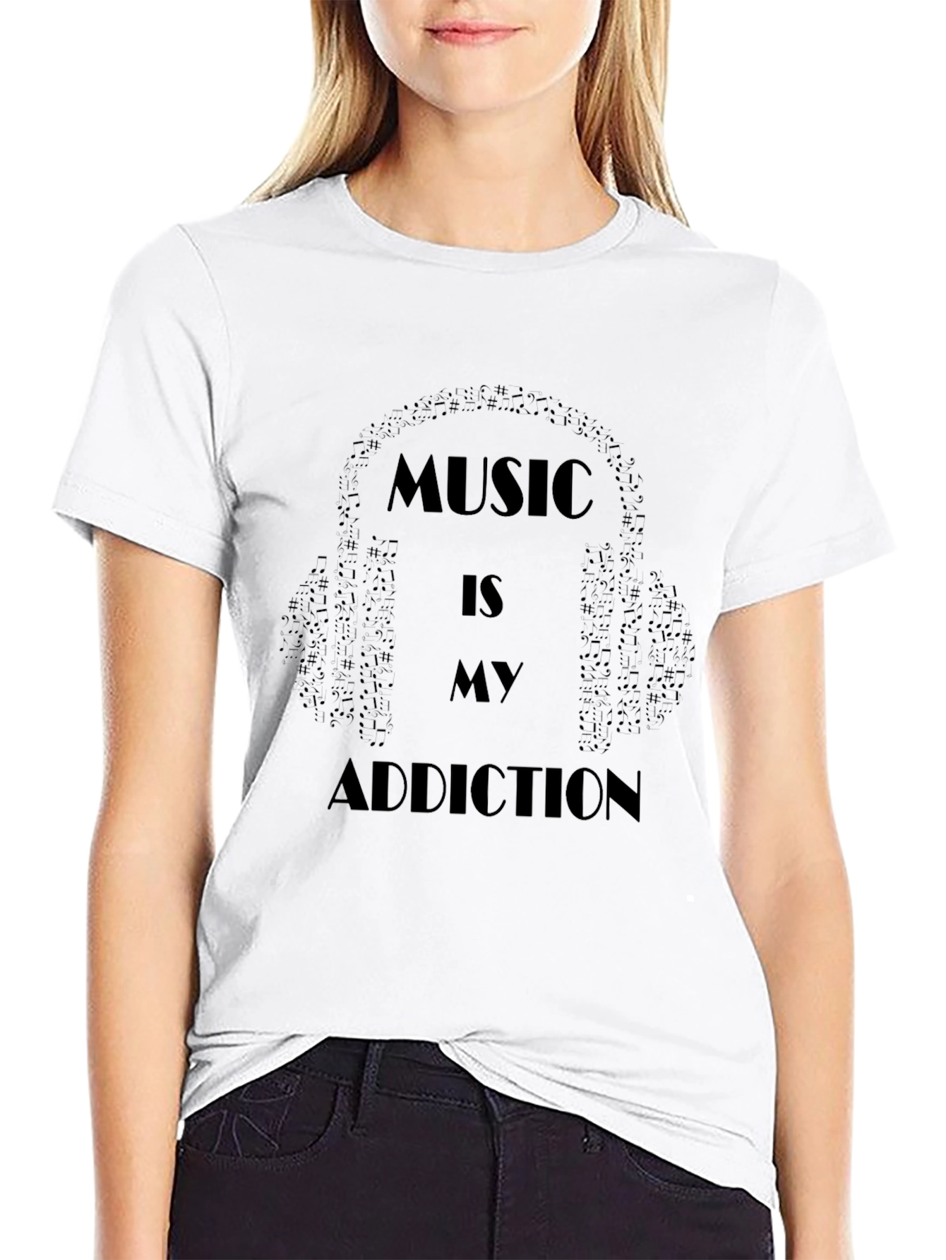 Music is My Addiction T-Shirt - Black Graphic Tee