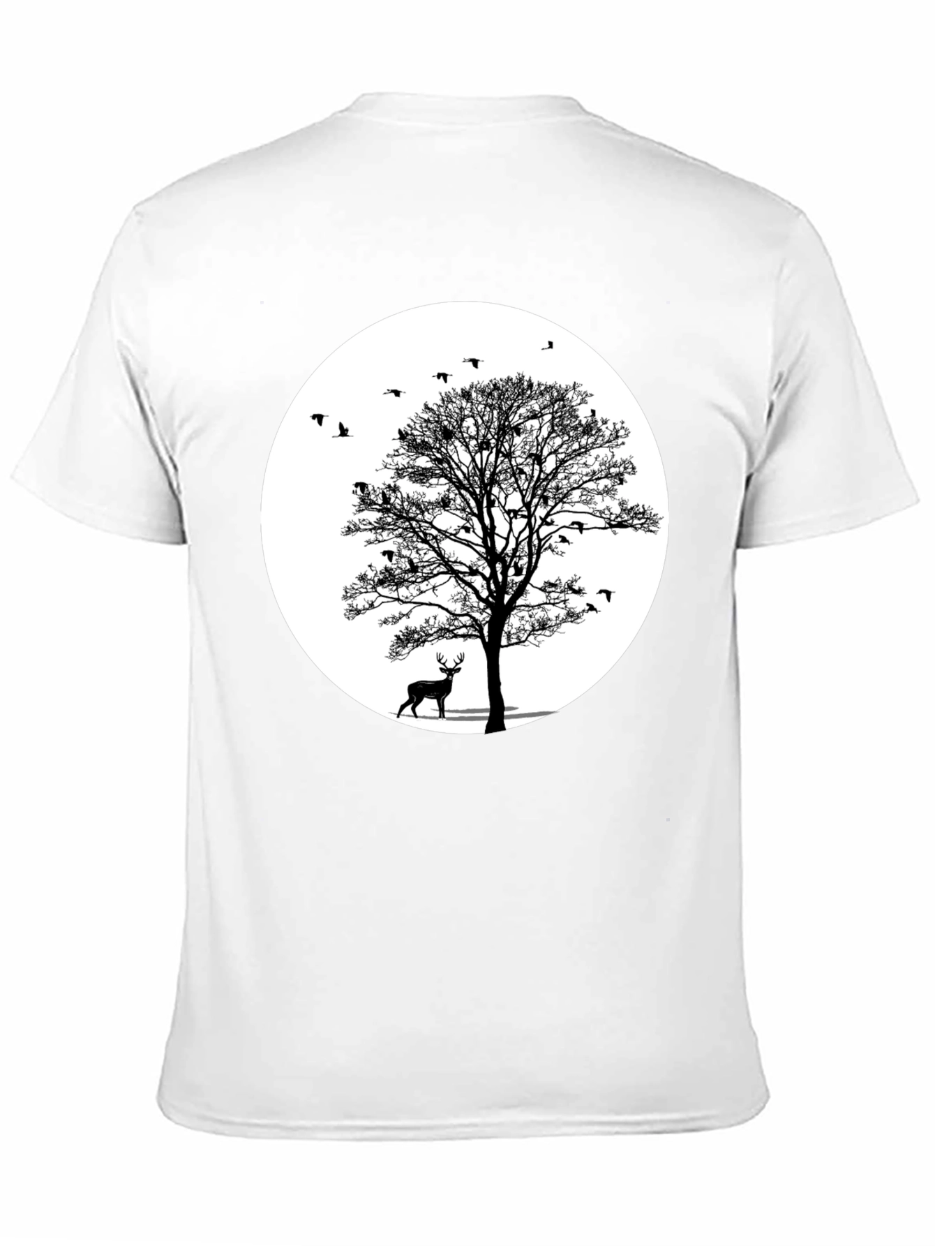 Nature Scene Graphic Tee - Deer and Birds
