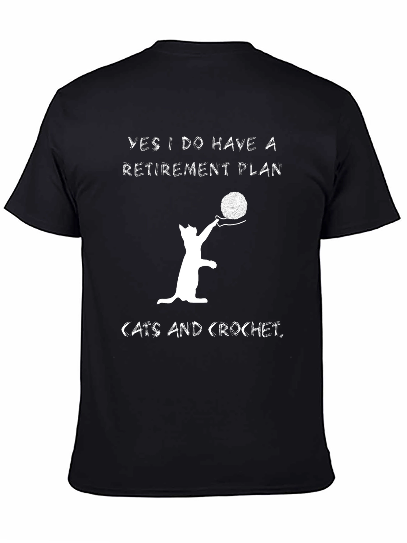 Retirement Plan Cats & Crochet Black T-Shirt