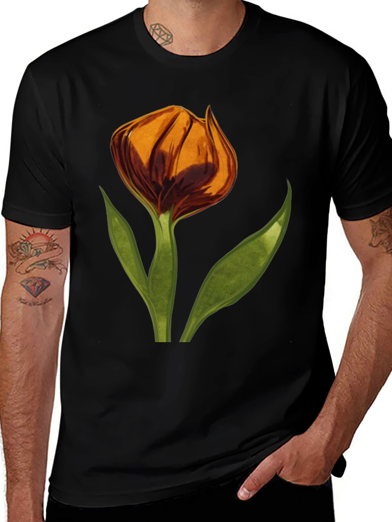 Floral Tulip Graphic T-Shirt - Soft Cotton Tee