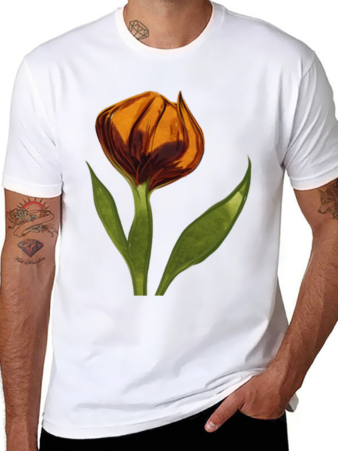 Floral Tulip Graphic T-Shirt - Soft Cotton Tee