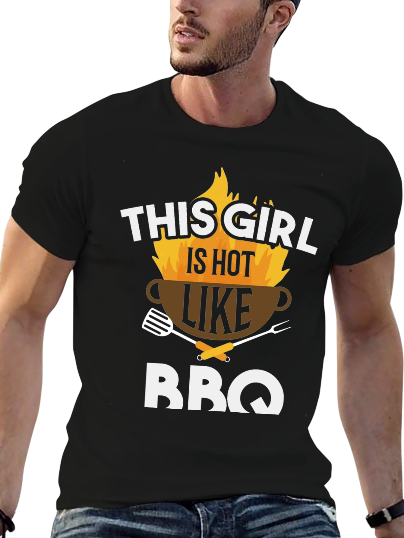 Hot BBQ Girl Graphic Tee - Black