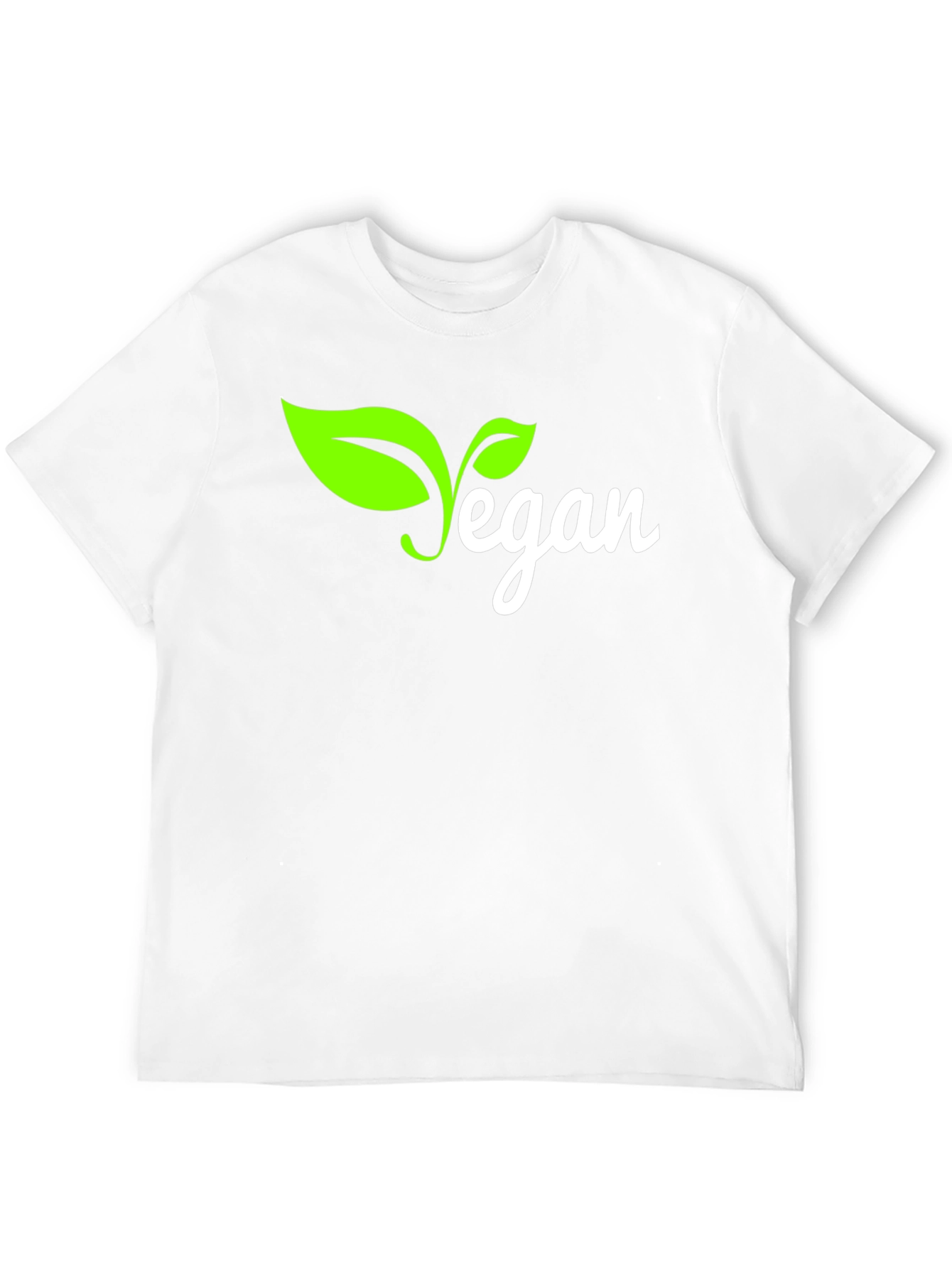 Vegan T-Shirt - Black with Green Leaf Design
