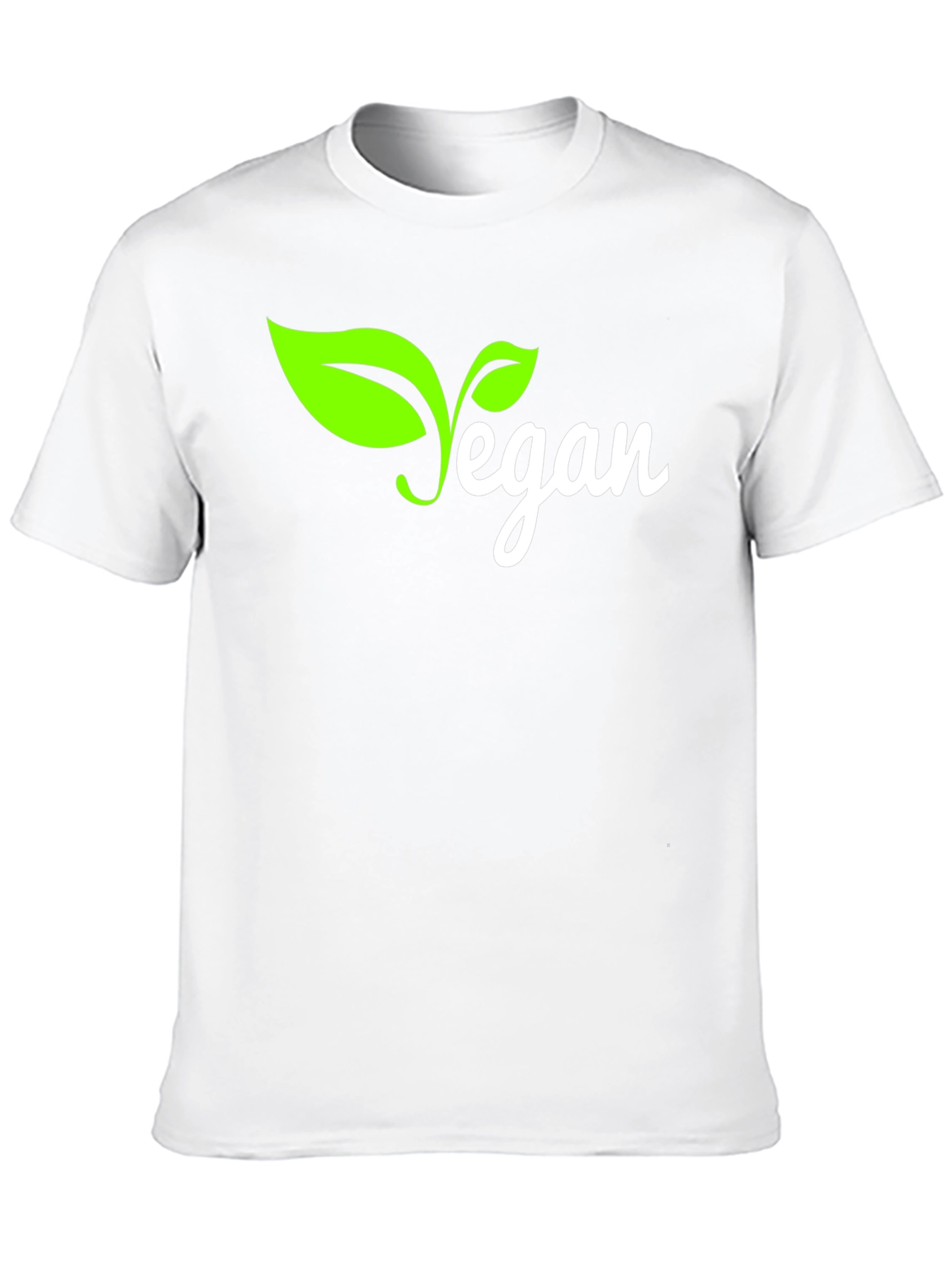 Vegan T-Shirt - Black with Green Leaf Design