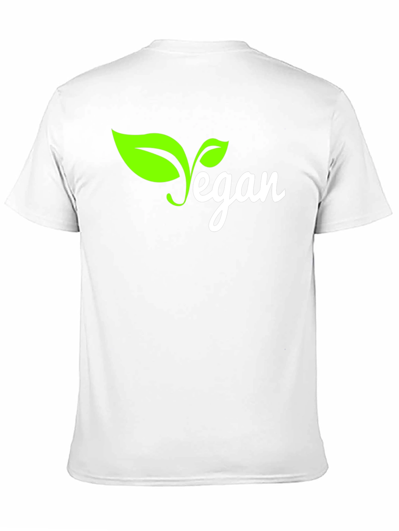 Vegan T-Shirt - Black with Green Leaf Design