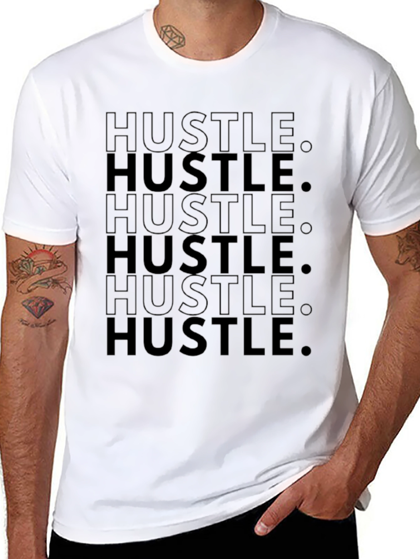 Mens Black Hustle Graphic T-Shirt