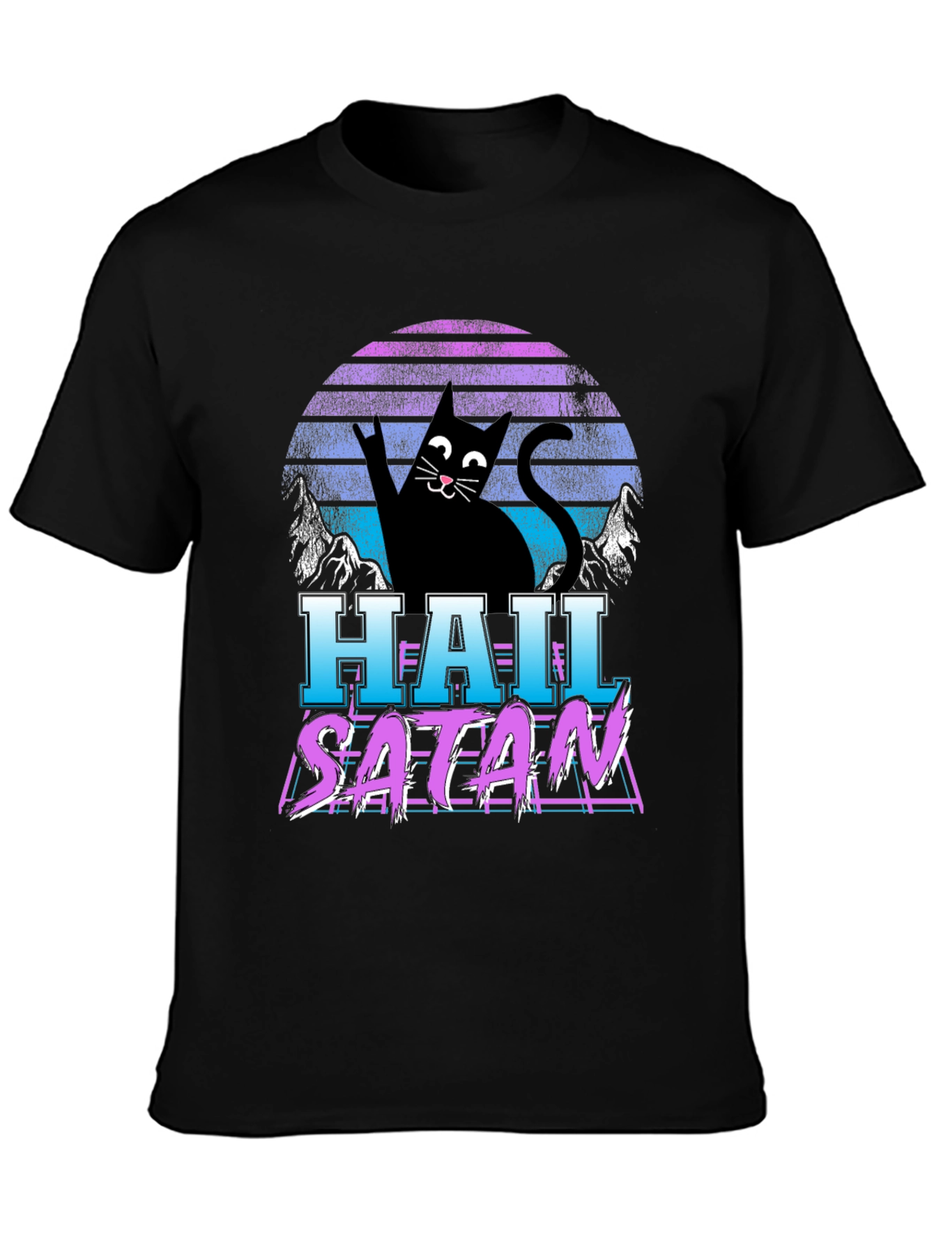 Hail Satan Cat T-Shirt - Retro Style