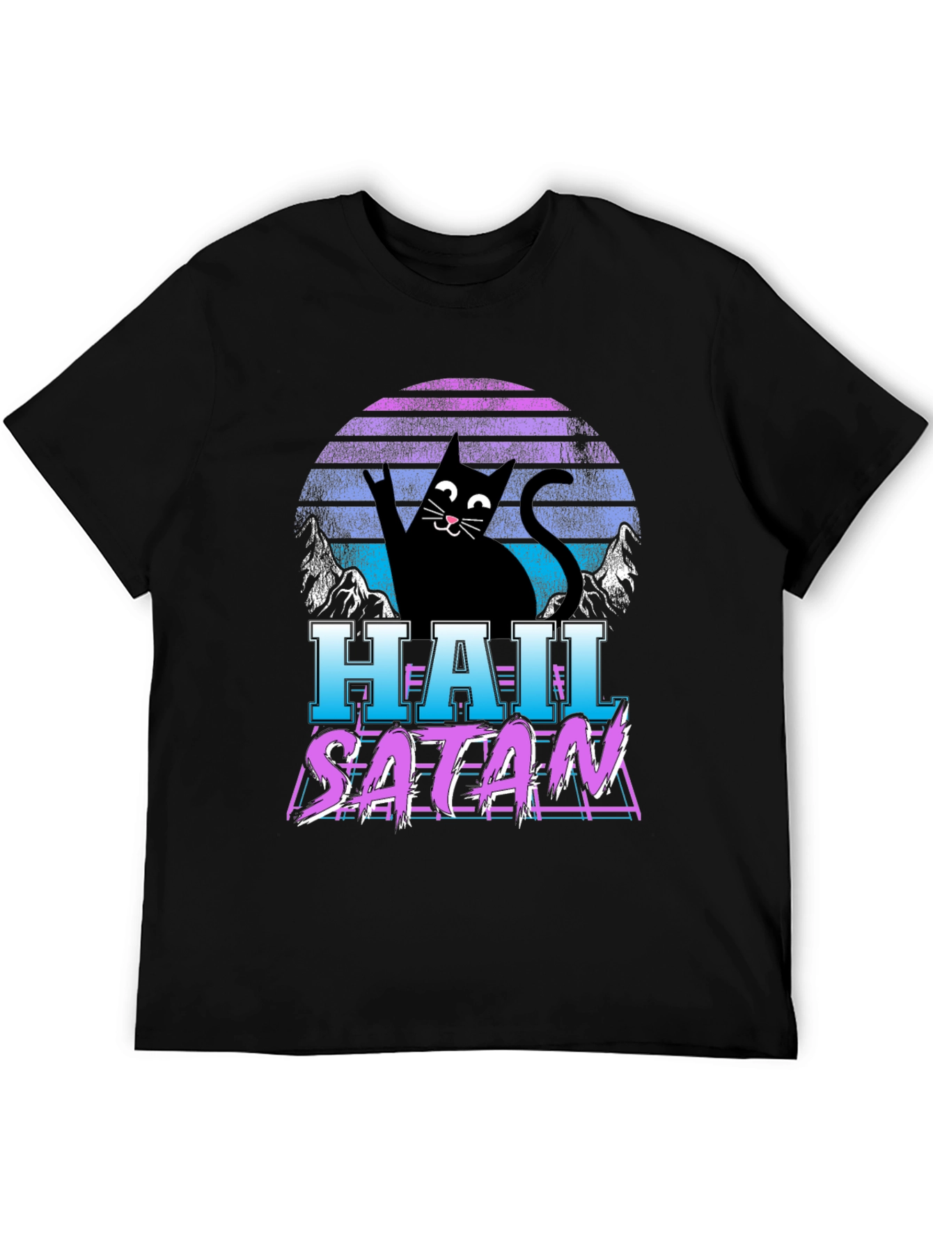 Hail Satan Cat T-Shirt - Retro Style