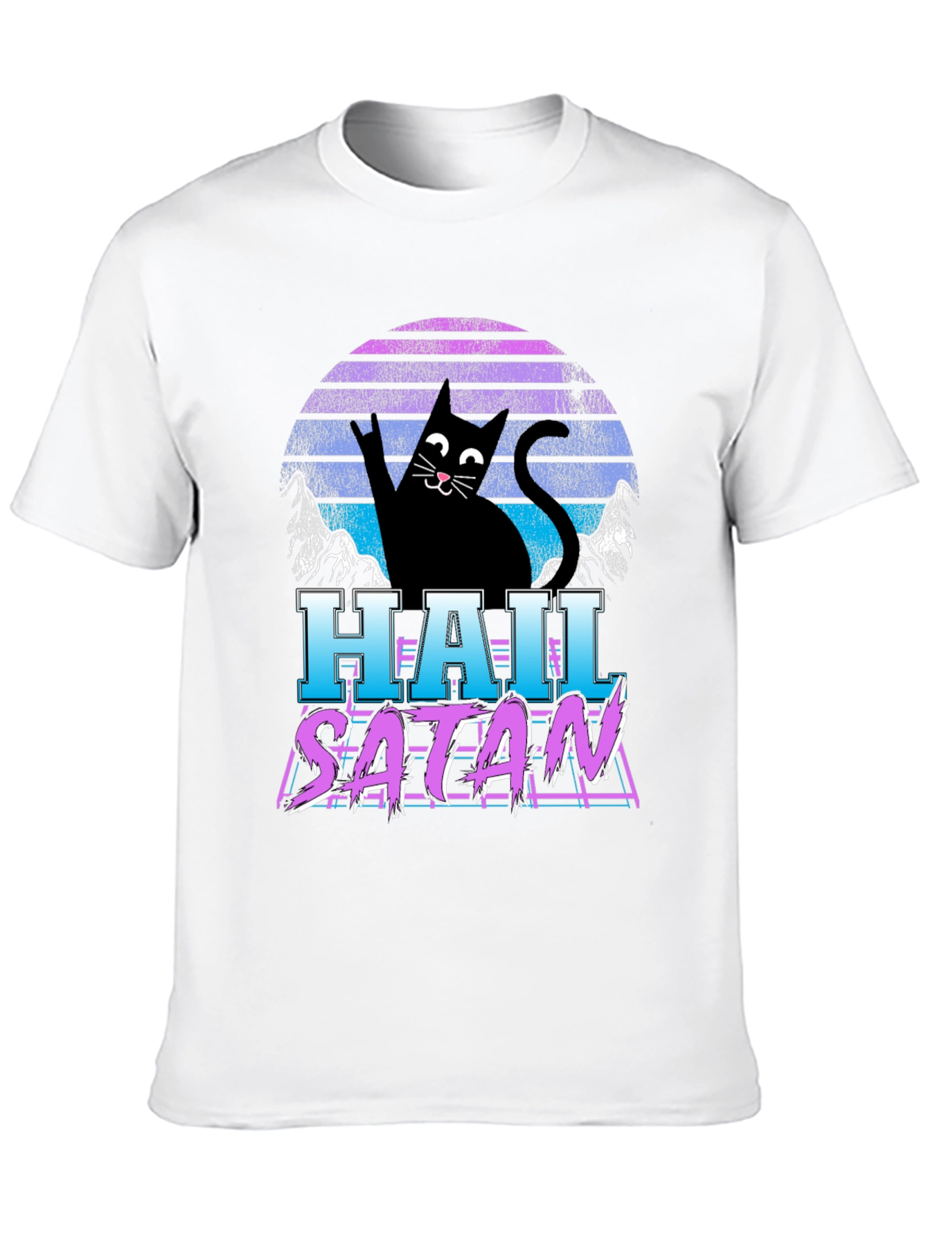 Hail Satan Cat T-Shirt - Retro Style