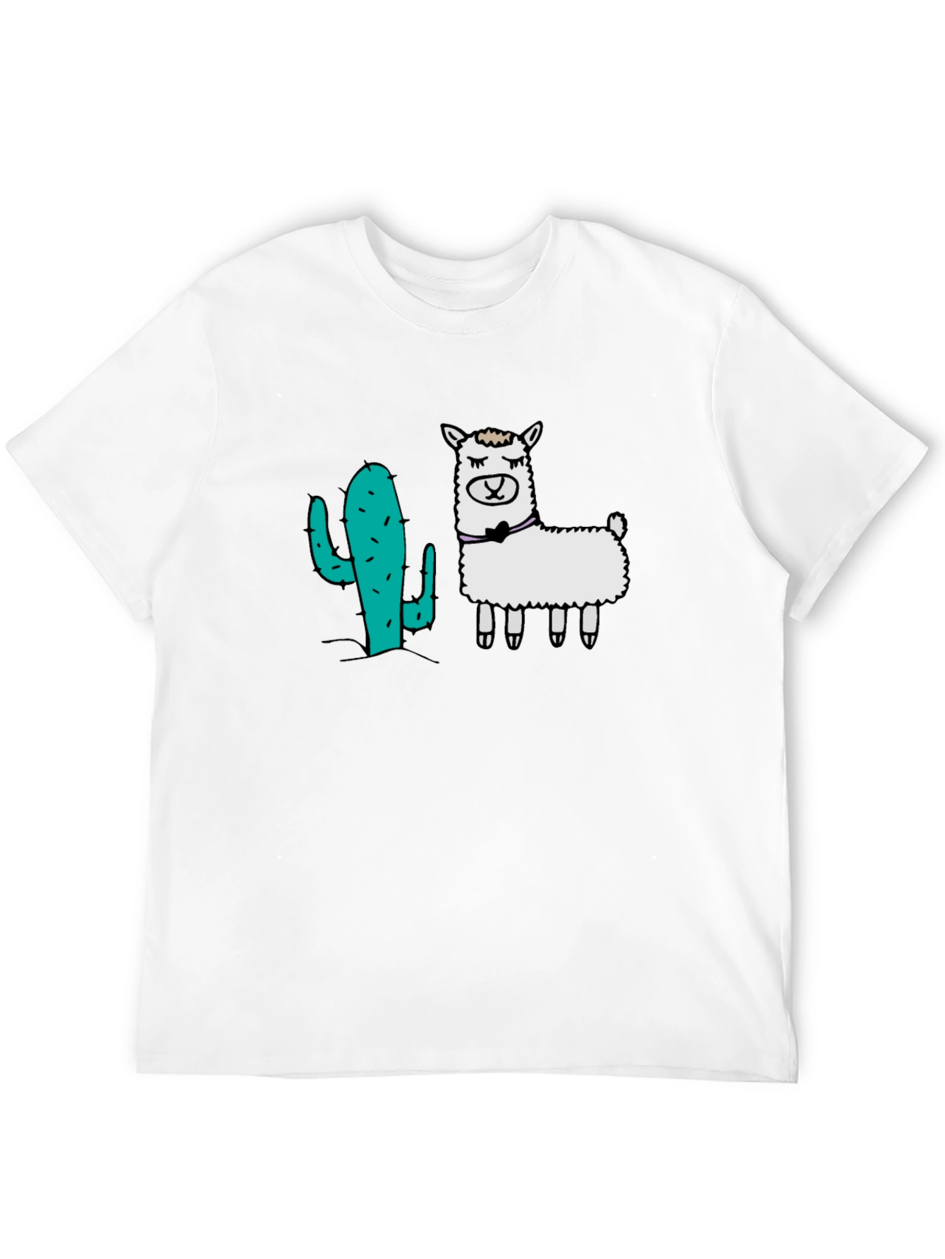 Cactus Llama Graphic Tee - Black Cotton T-Shirt