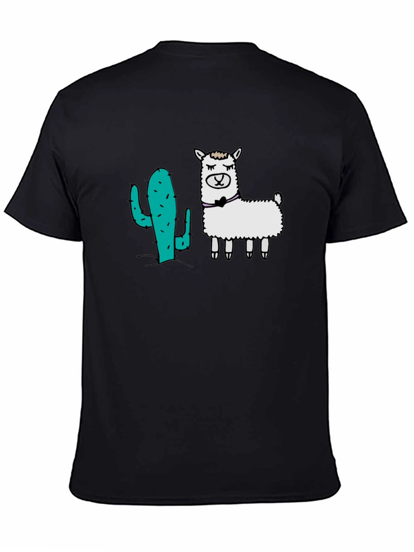 Cactus Llama Graphic Tee - Black Cotton T-Shirt