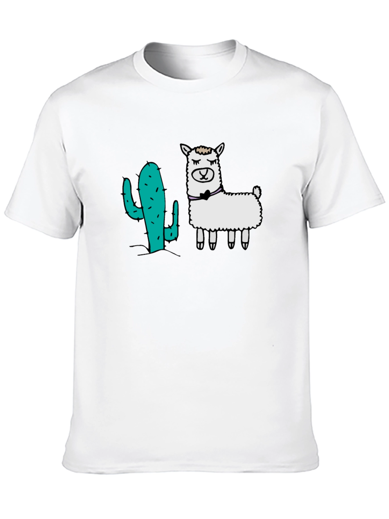 Cactus Llama Graphic Tee - Black Cotton T-Shirt
