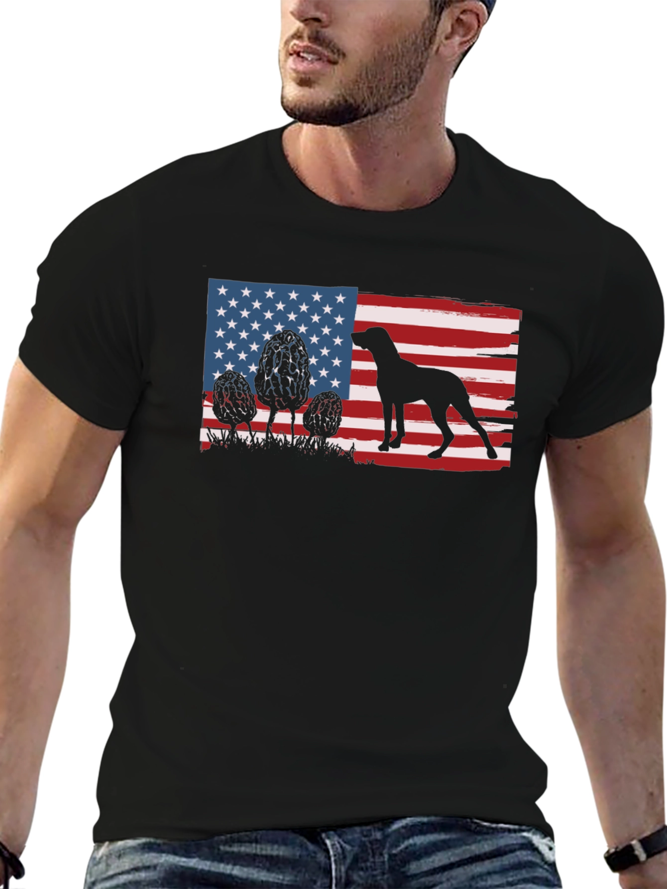 American Flag Dog Silhouette T-Shirt