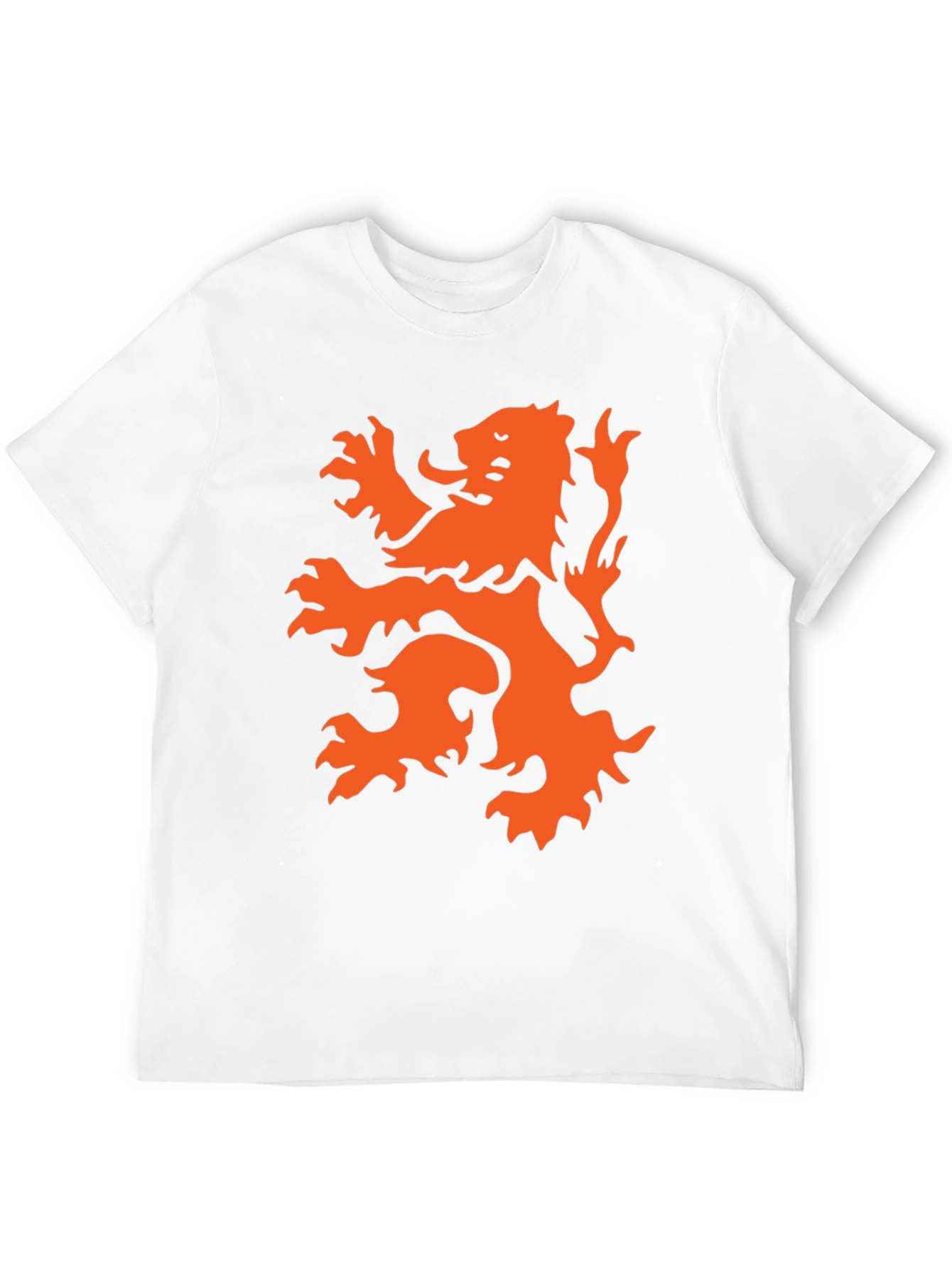 Black T-Shirt with Orange Lion Graphic
