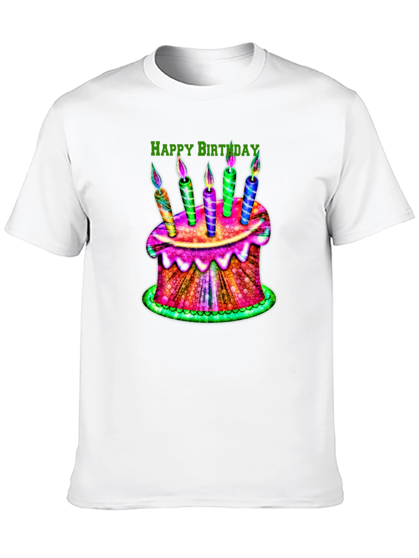Happy Birthday Cake Graphic Tee - Black