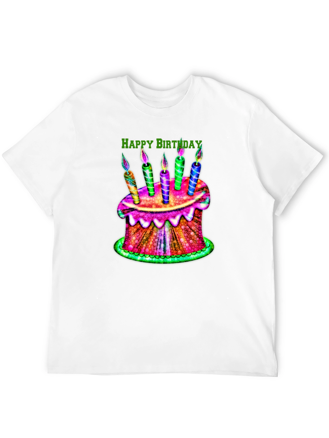 Happy Birthday Cake Graphic Tee - Black